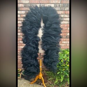 Elegant Black Ruffled Scarf